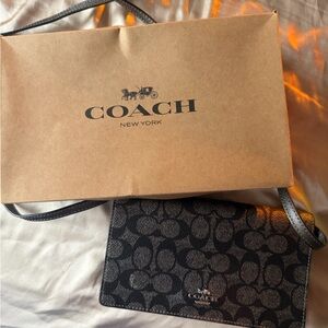 Coach Signature Black and Gray Shoulder Bag